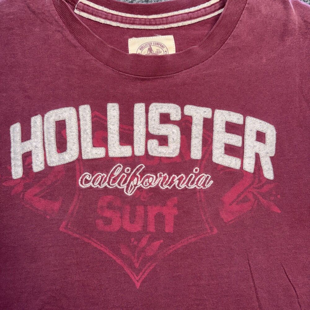 Vintage Hollister California Surf Graphic Tee Shirt - Burgundy/Maroon Size XL - Picture 2 of 6